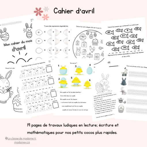 Cahier de consolidation d'avril- 1re année