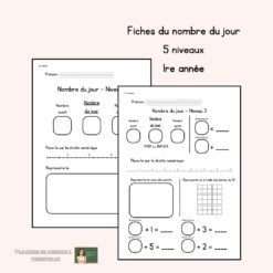 Fiches du nombre du jour (5 fiches) - 1re année
