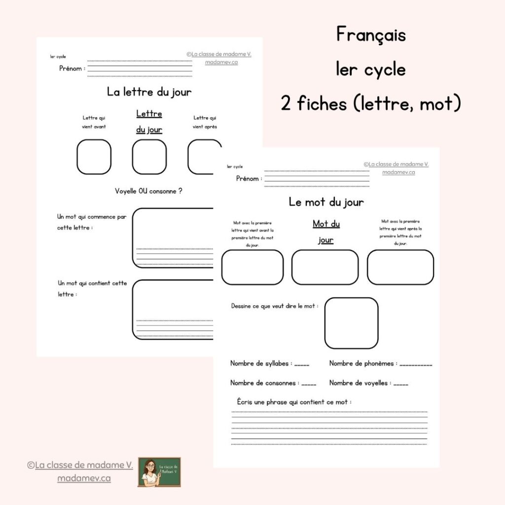 Fiches pour travailler les lettres/mots/phrases – 1er cycle – La classe ...