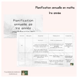 Planification annuelle par semaine en MATHS- 1re année