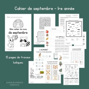 Cahier de consolidation - Septembre - 1re année