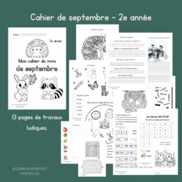 Cahier de consolidation - Septembre - 2e année
