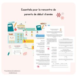 Essentiels pour la réunion parents début d'année - Modifiable
