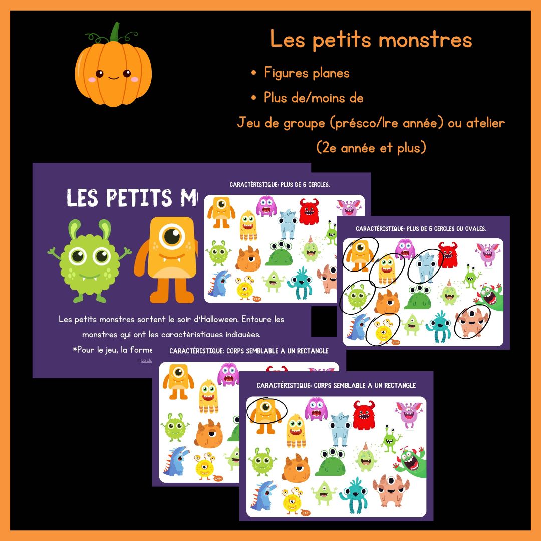 Les petits monstres - Jeu/atelier figures planes