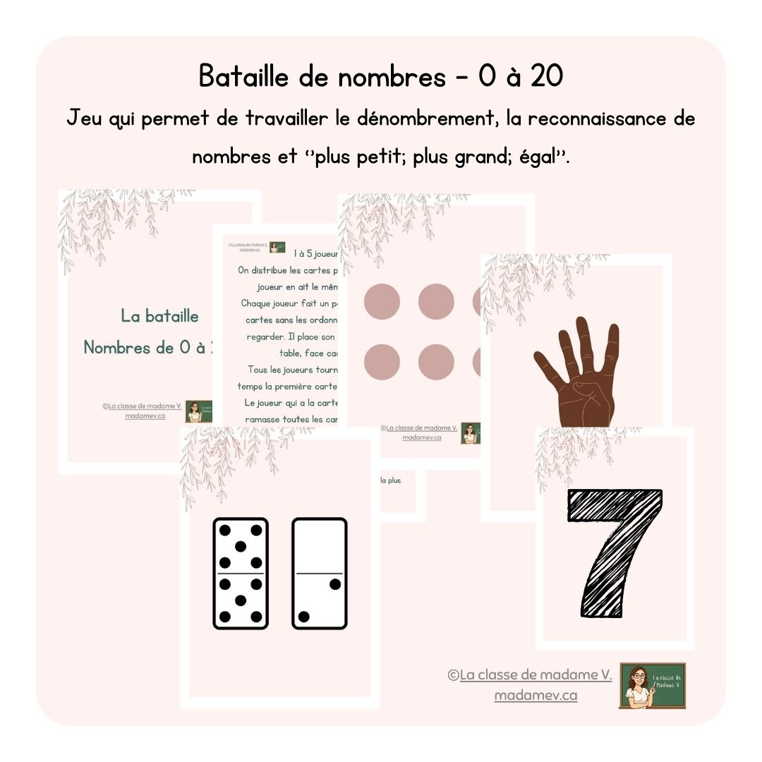 La bataille - Nombres de 0 à 20