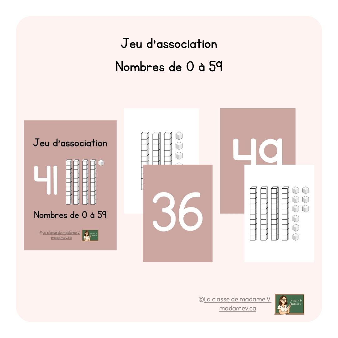 Jeu d'association de nombres de 0 à 59