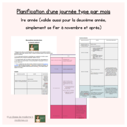 Routine quotidienne par mois - 1re année