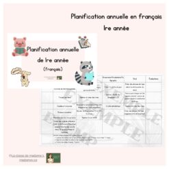 Planification annuelle par semaine en FRANÇAIS - 1re année - GRANDISSANT