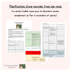 Routine quotidienne par mois - 1re année