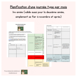 Routine quotidienne par mois - 1re année