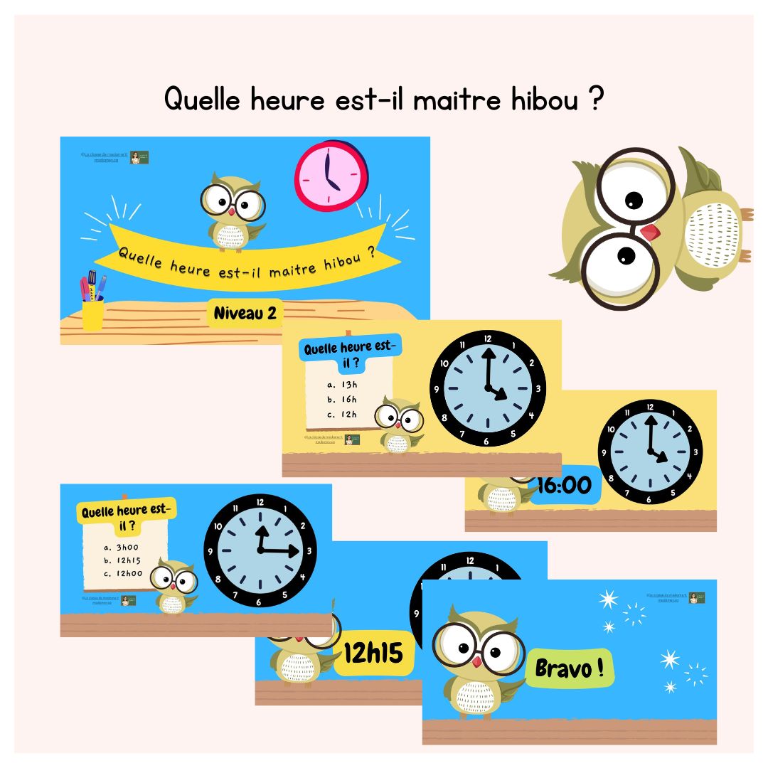 Quelle heure est-il maître hibou ? - Heures et minutes.