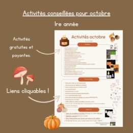 Activités conseillées pour octobre - 1re année