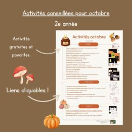 Activités conseillées pour octobre - 2e année