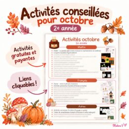 Activités conseillées pour octobre - 2e année