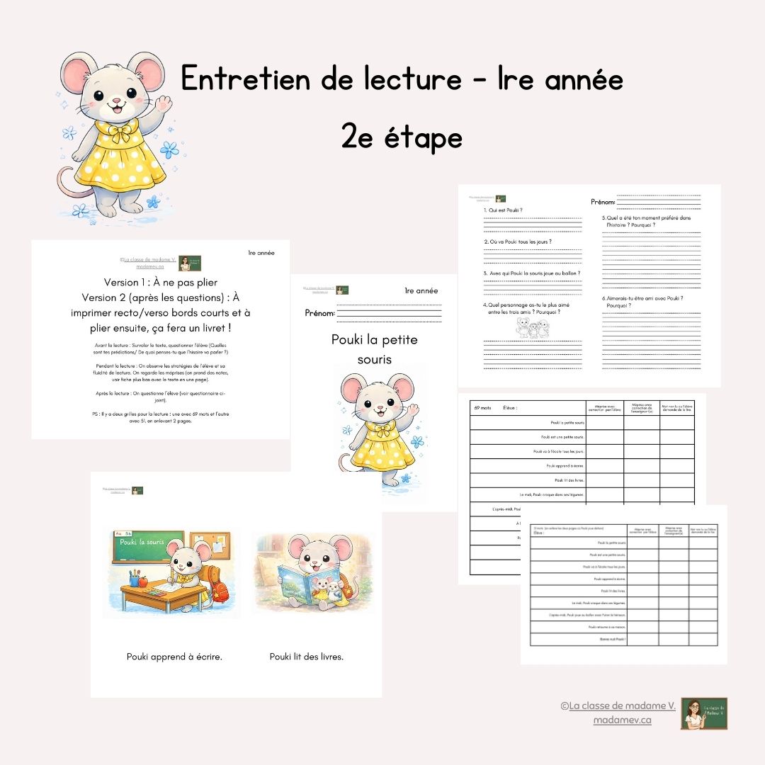 Entretien de lecture (livret) - Étape 2 - 1re année