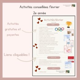 Activités conseillées pour février (2e année)