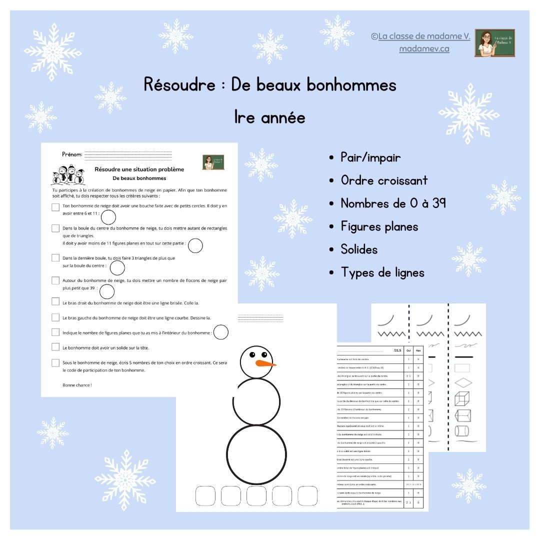 Résoudre - De beaux bonhommes - 1re année