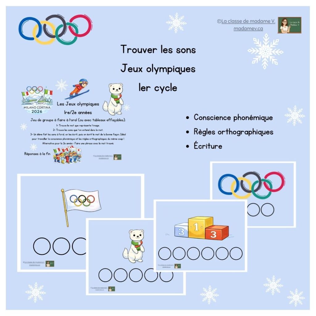 Trouver les sons – Les Jeux olympiques – 1er cycle – La classe de Madame V