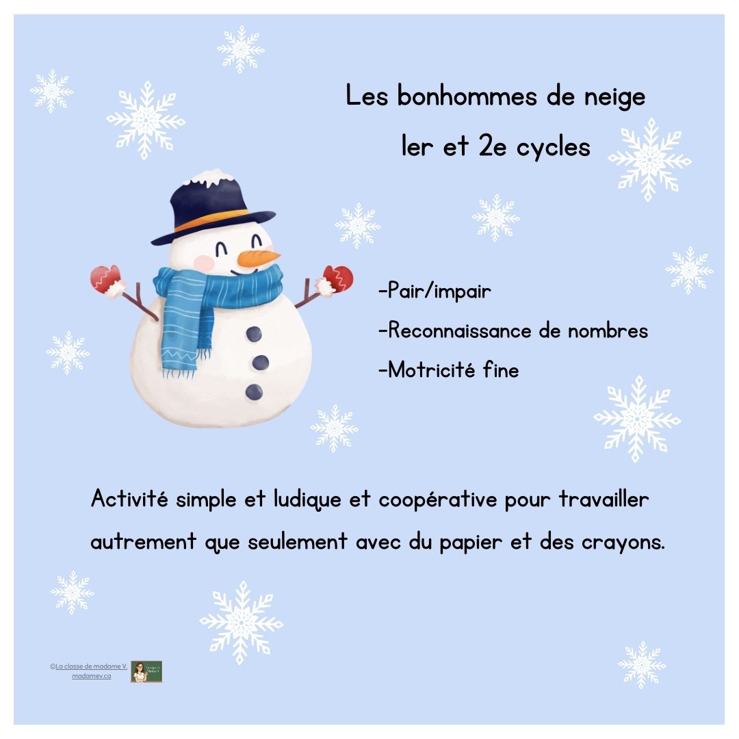Pair/impair - Les bonhommes de neige - 1er et 2e cycles