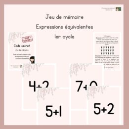 jeu de mémoire - Expressions équivalentes - 1er cycle
