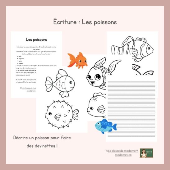 Écriture – Les poissons – 1er et 2e cycles – La classe de Madame V