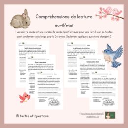 Compréhensions de lecture avril/mai - 1ere et 2e années