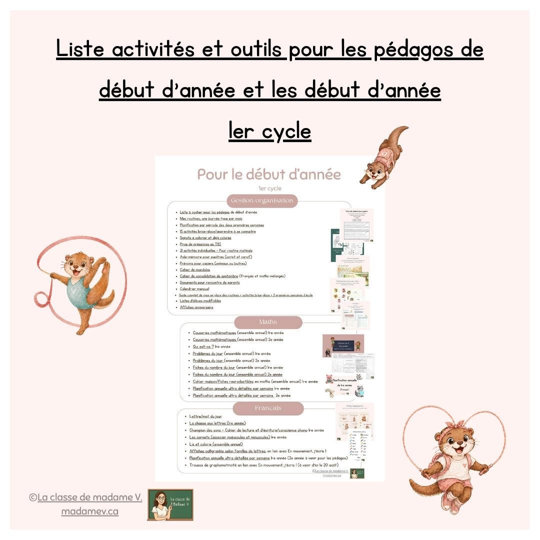 Liste d'activités et outils pour le début de l'année (pédagos et 2 premières semaines)