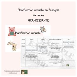 Planification annuelle par semaine en FRANÇAIS - 2e année - GRANDISSANT
