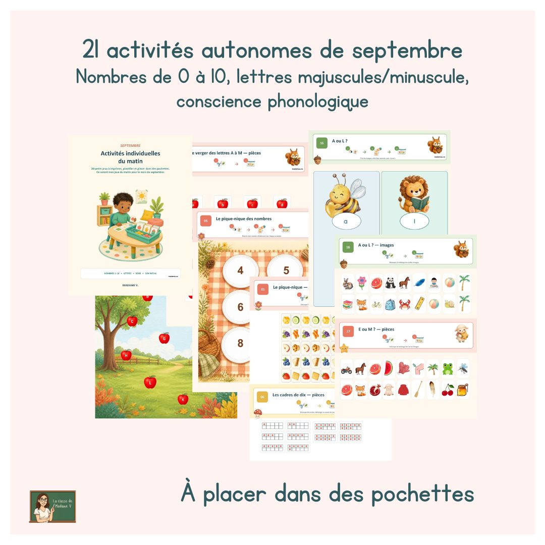 21 activités autonomes/Morning tubs - septembre