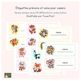 Étiquettes de casiers- Animaux + loutres