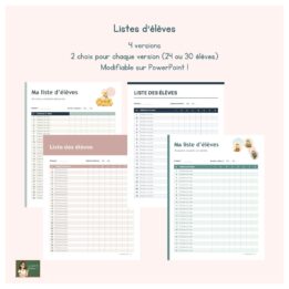 Listes d'élèves - Plusieurs versions - Modifiable !