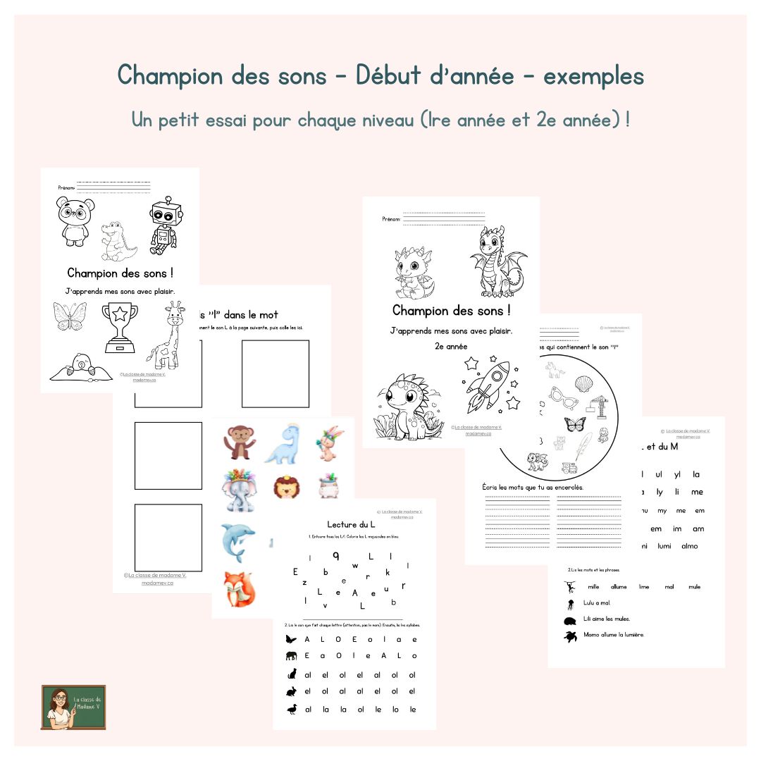 Exemples - Champion des sons - 1re et 2e années
