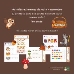 20 activités autonomes/ateliers - novembre - 1re année